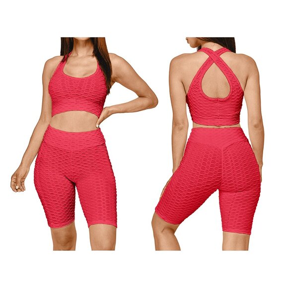 2-Piece Women's High Waisted Moisture-Wicking Anti Cellulite Activewear Yoga Set - Picture 5 of 11
